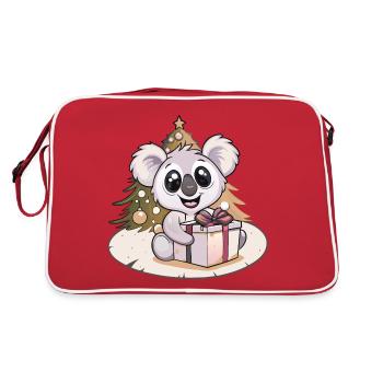Cute koala with gift for Christmas - Retro Bag - red/white - Back