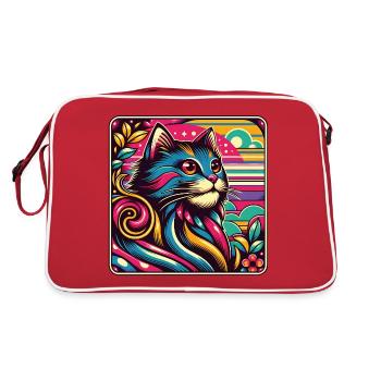 Portrait de chat décoratif coloré - Sac Retro - rouge/blanc - Dos