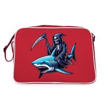 Skeleton Reaper chevauche un requin - Sac Retro - rouge/blanc - Dos