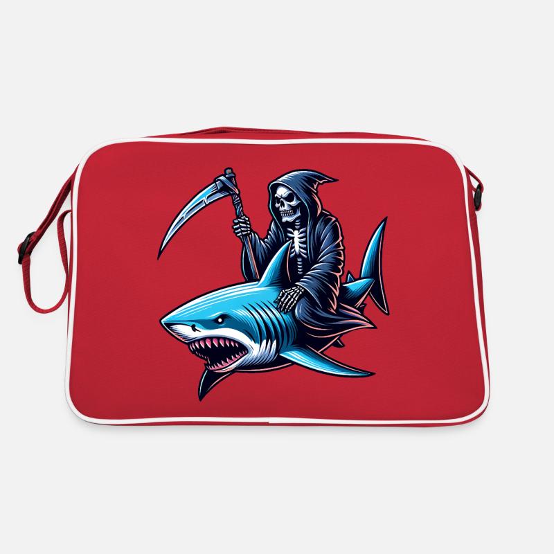 Skeleton Reaper chevauche un requin Sac Retro