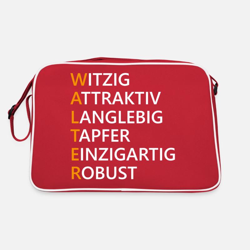 Walter Name Geschenk - Retro Tasche - Rot/Weiß