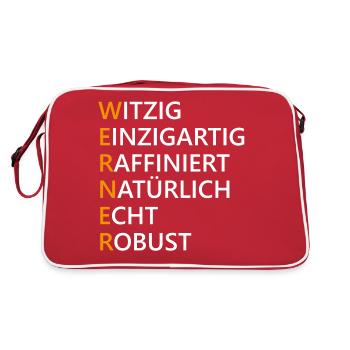 Werner Name Geschenk - Retro Tasche - Rot/Weiß - Hinten