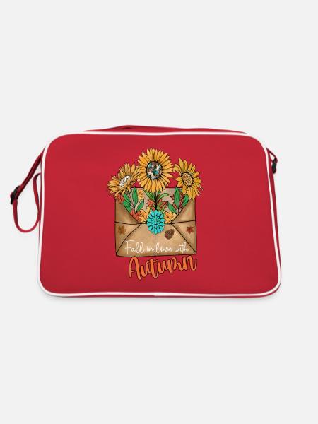 Verlieben Sie sich in den Herbst - Retro Tasche - Rot/Weiß - Hinten