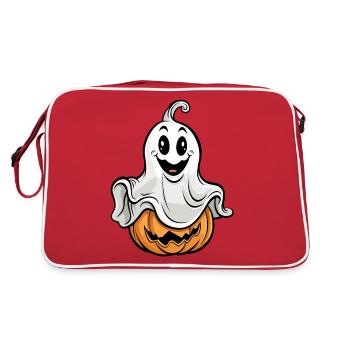 Ghost and Pumpkin Halloween - Retro Bag - red/white - Back