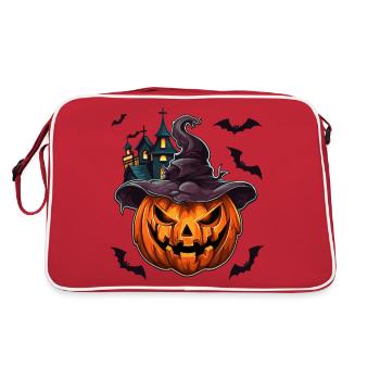 Citrouille Halloween et son château hanté - Sac Retro - rouge/blanc - Dos
