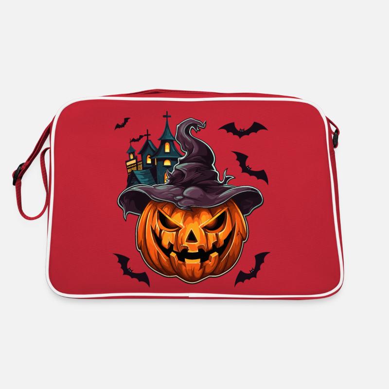 Halloween pumpkin and its haunted castle Retro Bag