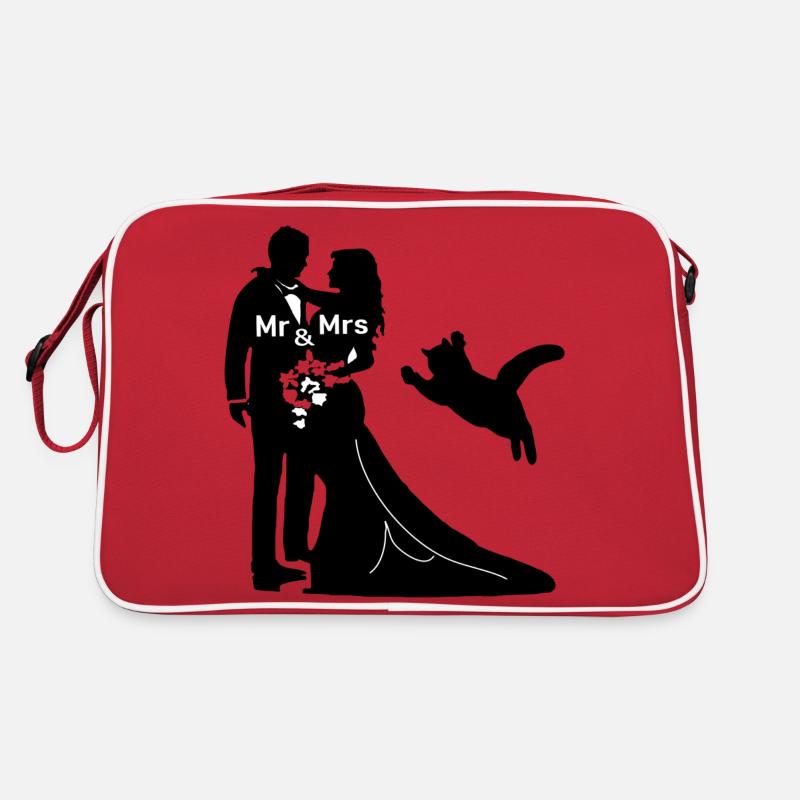 Jeunes mariés avec chat sauvage au mariage Sac Retro