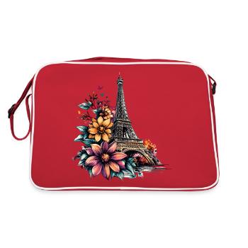 Paris, Tour Eiffel, France, City, Skyline, Fleurs - Sac Retro - rouge/blanc - Dos