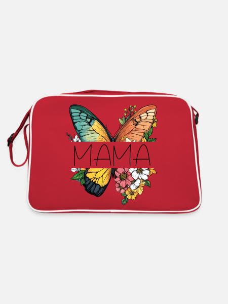 Mom Butterfly Flowers Best Mom Mother's Day - Retro Bag - red/white - Back