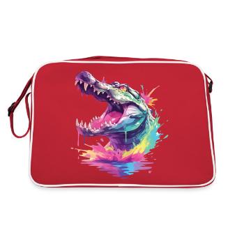 Alligator crocodile caïman reptile prédateur animal - Sac Retro - rouge/blanc - Dos