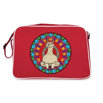 Alpaka Mandala 1 - Retro Tasche - Rot/Weiß - Hinten