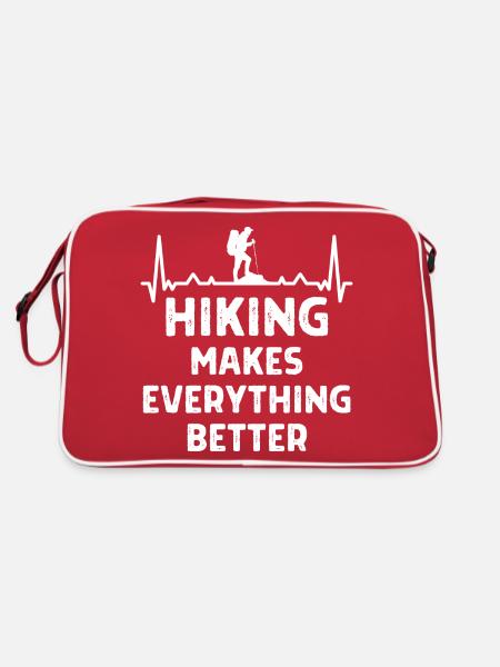Klettern Kletterer Hiking Sprüche Geschenk - Retro Tasche - Rot/Weiß - Hinten