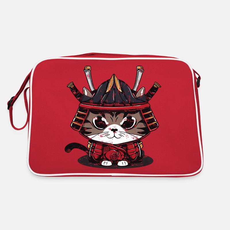 Süße Samurai Katze traditionelle Kleidung Retro Tasche