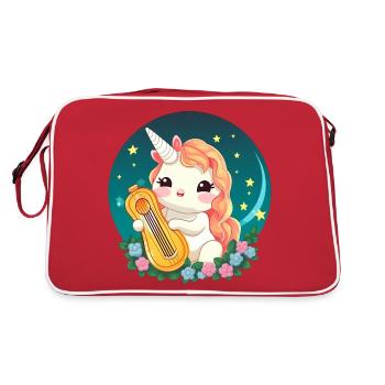 Licorne avec instrument à cordes pincées - Sac Retro - rouge/blanc - Dos