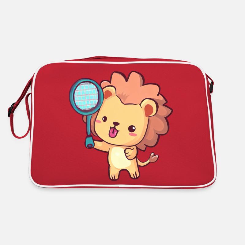 Tennis playing lion Retro Bag