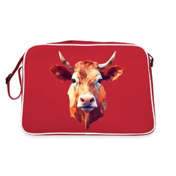 Polygon Style Vache / Taureau / Bœuf - Design créatif - Sac Retro - rouge/blanc - Dos