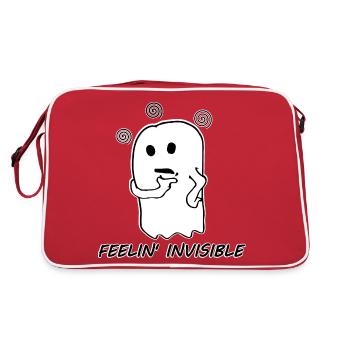 Cute Ghost Funny Illustration - Retro Bag - red/white - Back