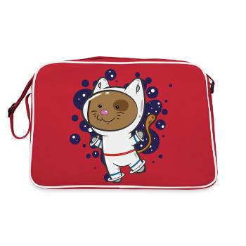astro cat funny gift idea - Retro Bag - red/white - Back