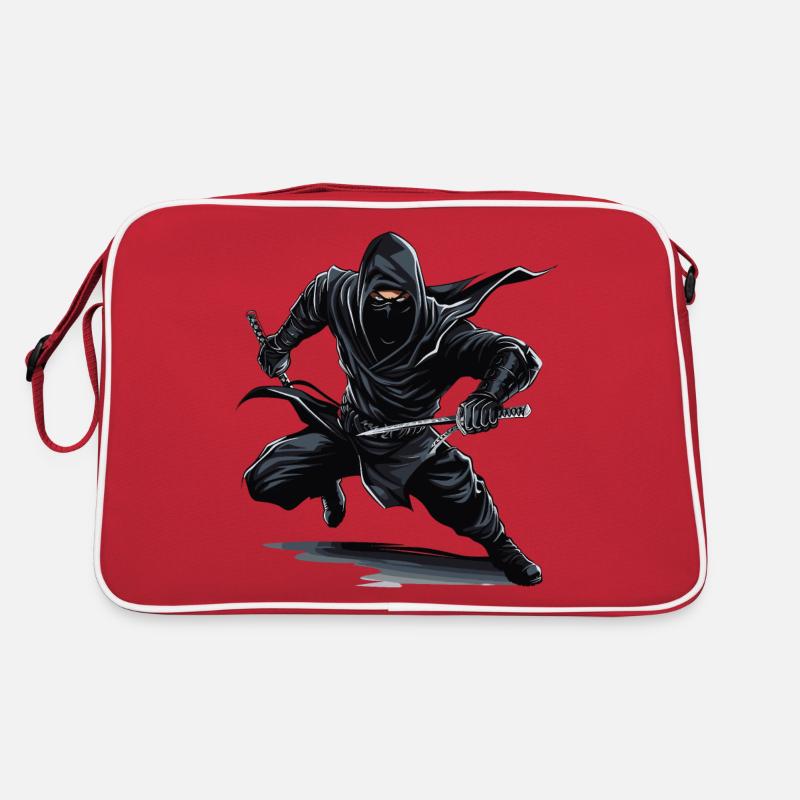 Ninja-Krieger - Retro Tasche - Rot/Weiß
