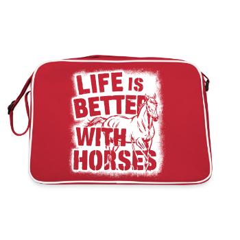 Das Leben ist besser mit Pferden - Retro Tasche - Rot/Weiß - Hinten