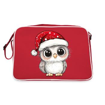 Eule Weihnachten Süß Niedlich Xmas Weihnachtlich - Retro Tasche - Rot/Weiß - Hinten