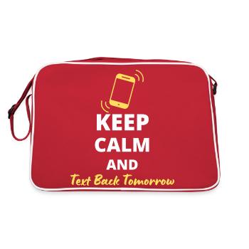 humorous "Keep Calm and Text Back Tomorrow" - Retro Bag - red/white - Back