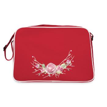 Branche de rose. Pour personnaliser. - Sac Retro - rouge/blanc - Dos