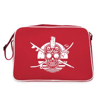 Calavera Punk - Retro Tasche - Rot/Weiß - Hinten