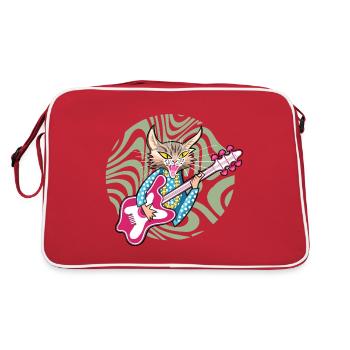 Rock Star Cat - Retro Bag - red/white - Back