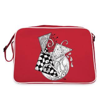 Enchevêtrement floral dessin géométrique - Sac Retro - rouge/blanc - Dos