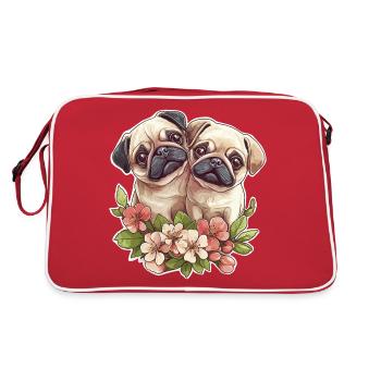 Couple de carlins mignons - Sac Retro - rouge/blanc - Dos