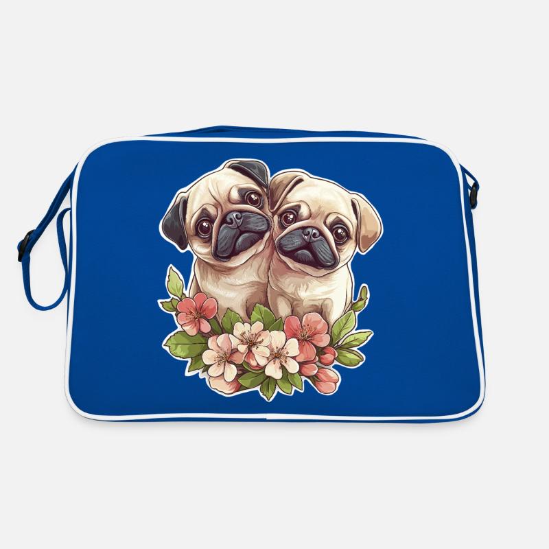 Süßes Mopspaar Retro Tasche