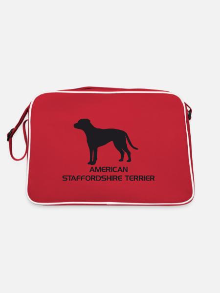 American Staffordshire Terrier Silhouette - Retro Tasche - Rot/Weiß - Hinten