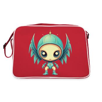 alien Engel Flügel Cyborg - Futuristisches Design - Retro Tasche - Rot/Weiß - Hinten