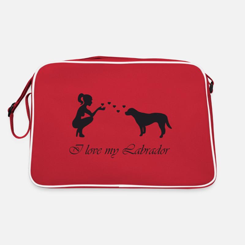 Labrador mit Frau Retro Tasche