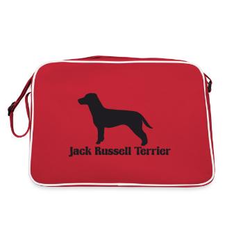 Jack Russell Terrier Silhouette - Retro Tasche - Rot/Weiß - Hinten