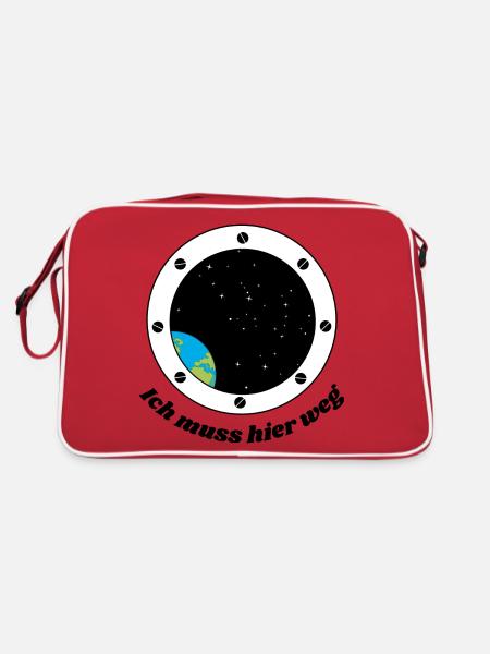 Space Earth in Spaceship - Retro Bag - red/white - Back