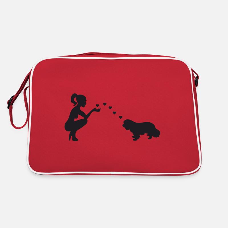 Cavalier King Charles Spaniel mit Frau Retro Tasche