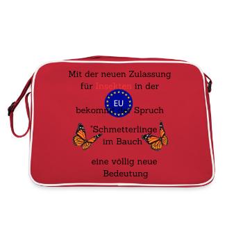 Schmetterlinge im Bauch und die EU - Retro Tasche - Rot/Weiß - Hinten