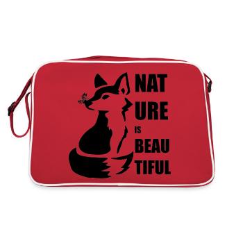 Fuchs Natur Wald Wildtiere Umwelt Klima Erde Wild - Retro Tasche - Rot/Weiß - Hinten