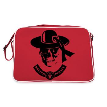 Todeskopf crane breizh Piratenband - Retro Tasche - Rot/Weiß - Hinten