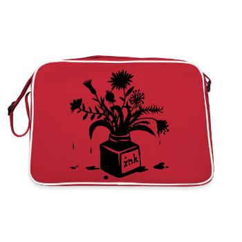 Tuscheblumen - Retro Tasche - Rot/Weiß - Hinten