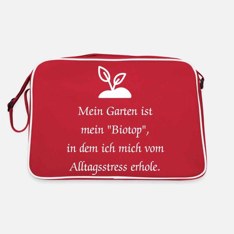 Lusitger Garten Spruch - Retro Tasche - Rot/Weiß