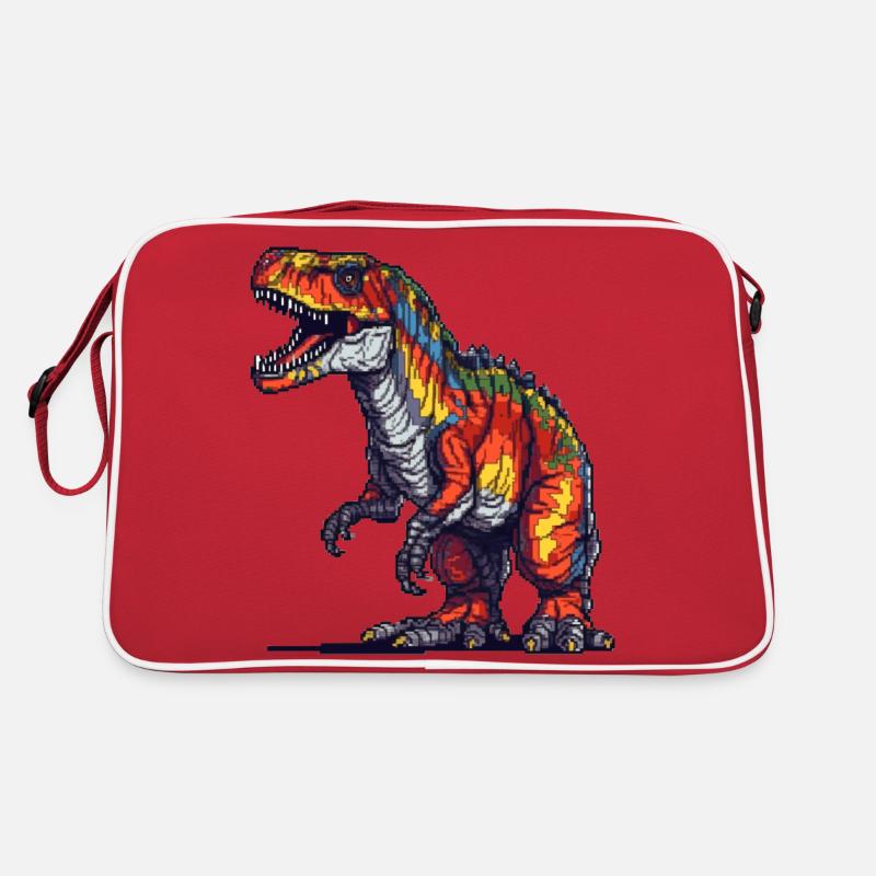 Dino in Retro Pixel Grafik 8-Bit oder 16-Bit Retro Tasche