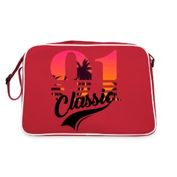 Jahrgang 1991-91. Geburtstag - Retro Tasche - Rot/Weiß - Hinten