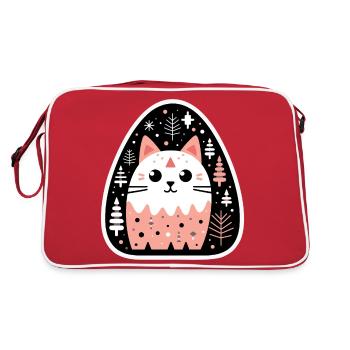 Kitten waiting for Christmas - Retro Bag - red/white - Back