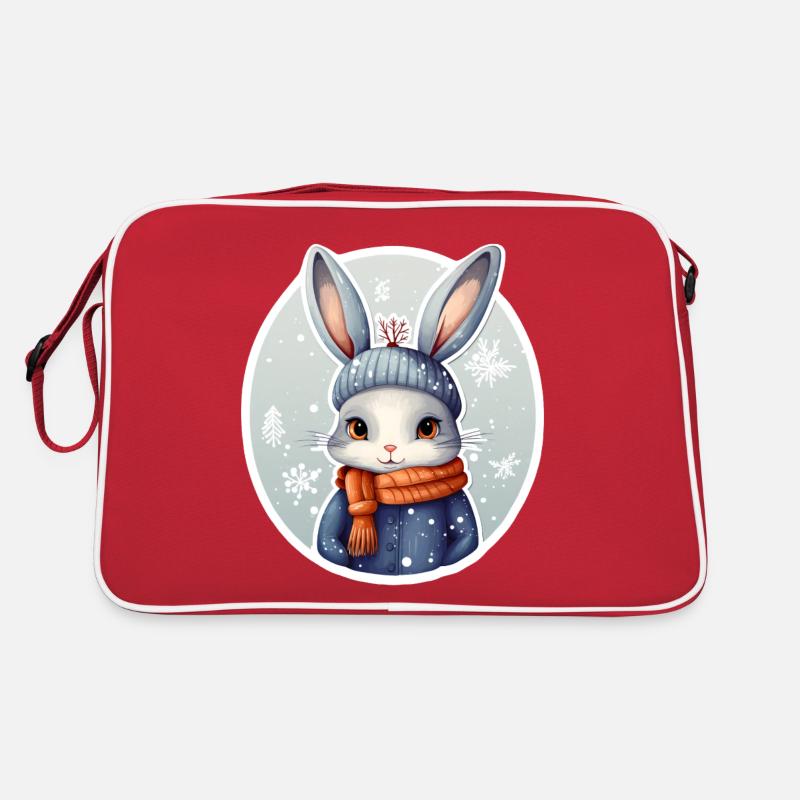 Schnee-Hase - Retro Tasche - Rot/Weiß