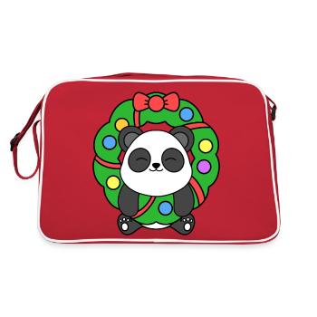 cute christmas panda bear merry christmas - Retro Bag - red/white - Back
