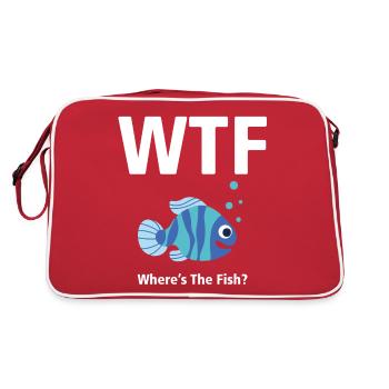 T-shirt WTF - Où est le poisson BLEU - Sac Retro - rouge/blanc - Dos