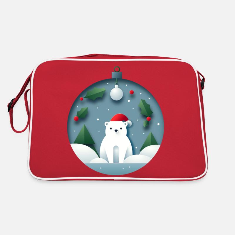Eisbär in Weihnachtskugel Retro Tasche